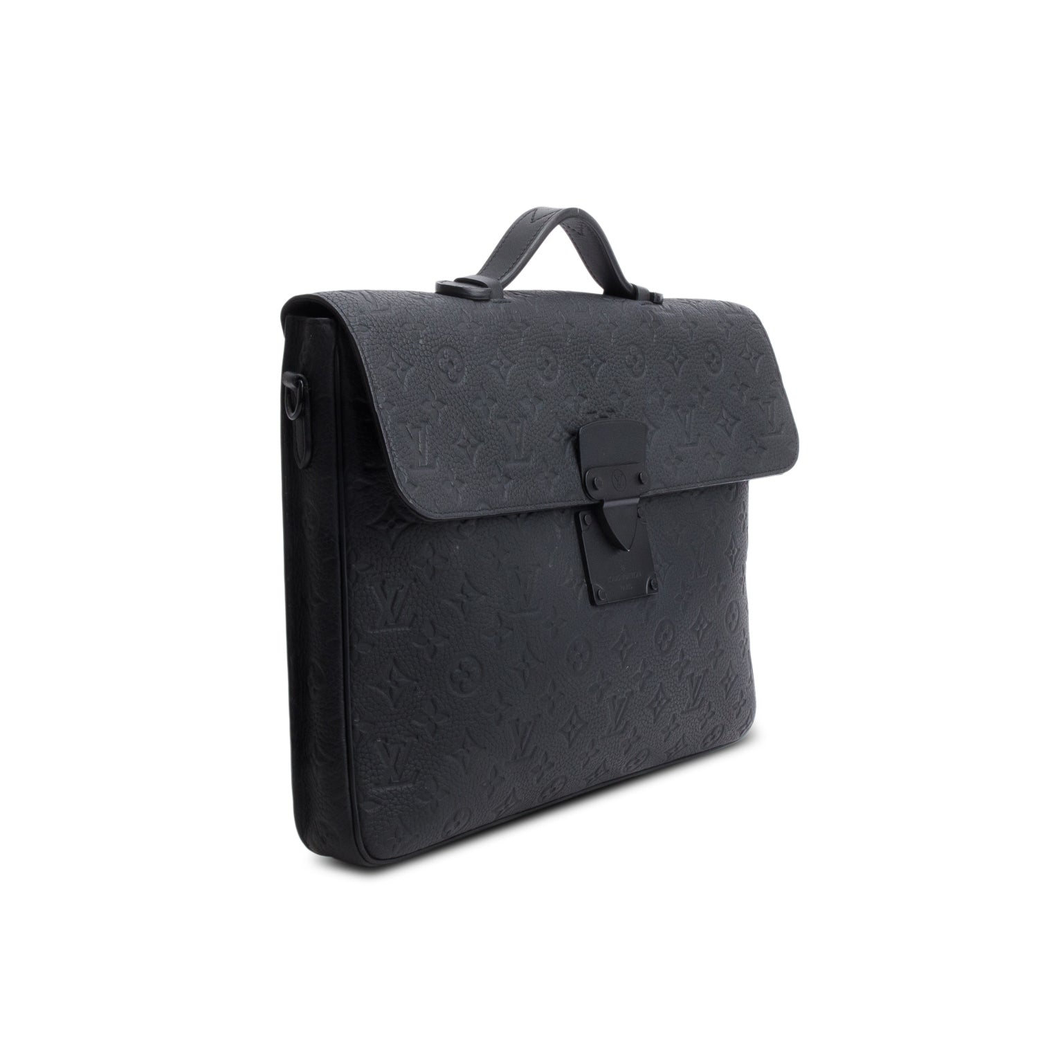 Louis Vuitton Black Taurillon Monogram S Lock Briefcase w/ Strap