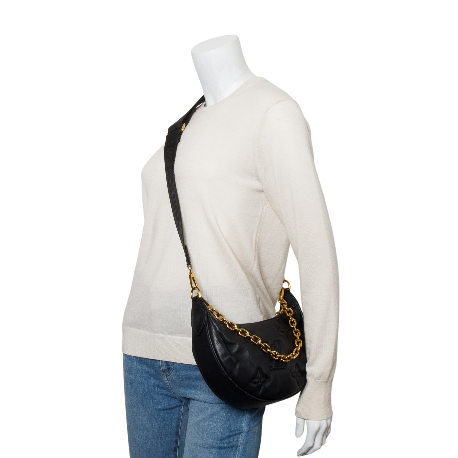 Louis Vuitton Black Calfskin Bubblegram Over the Moon Bag w/ Straps