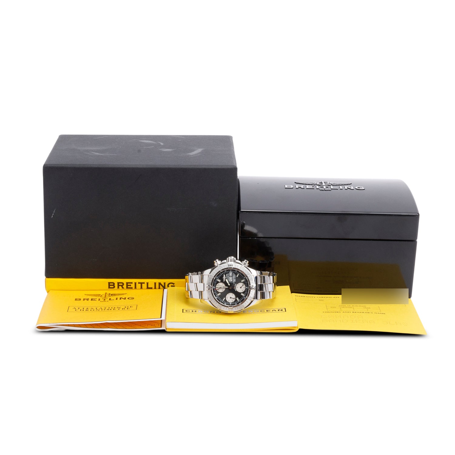 Breitling Stainless Steel Superocean Chronograph II 42 MM Automatic Watch Black Dial A13340 w/ Box & Papers