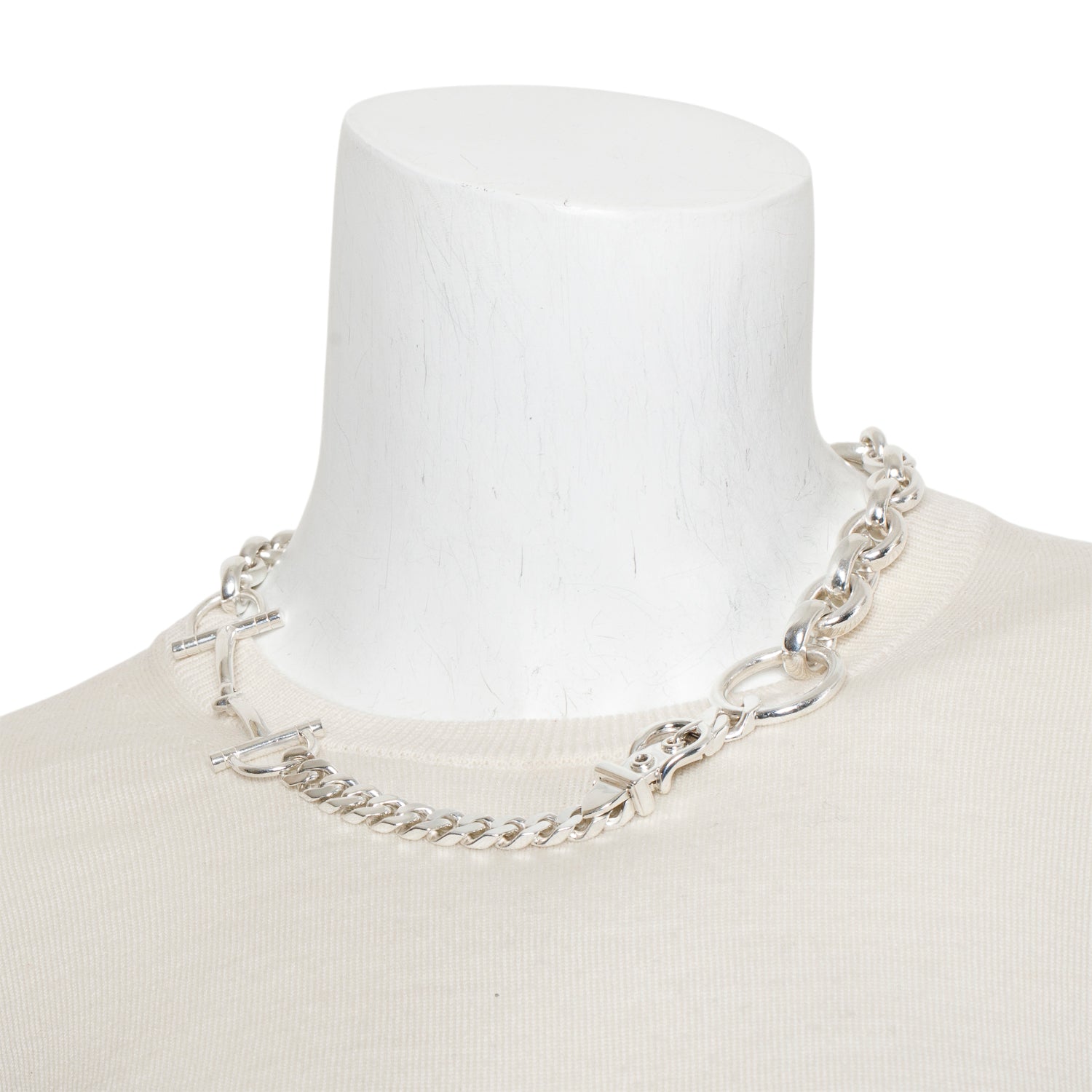 Hermes Sterling Silver Pele Mele Toggle Necklace