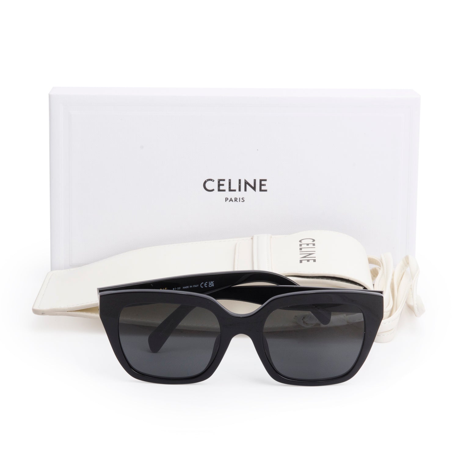 Celine CL40198F Black Square Sunglasses w/ Box & Case