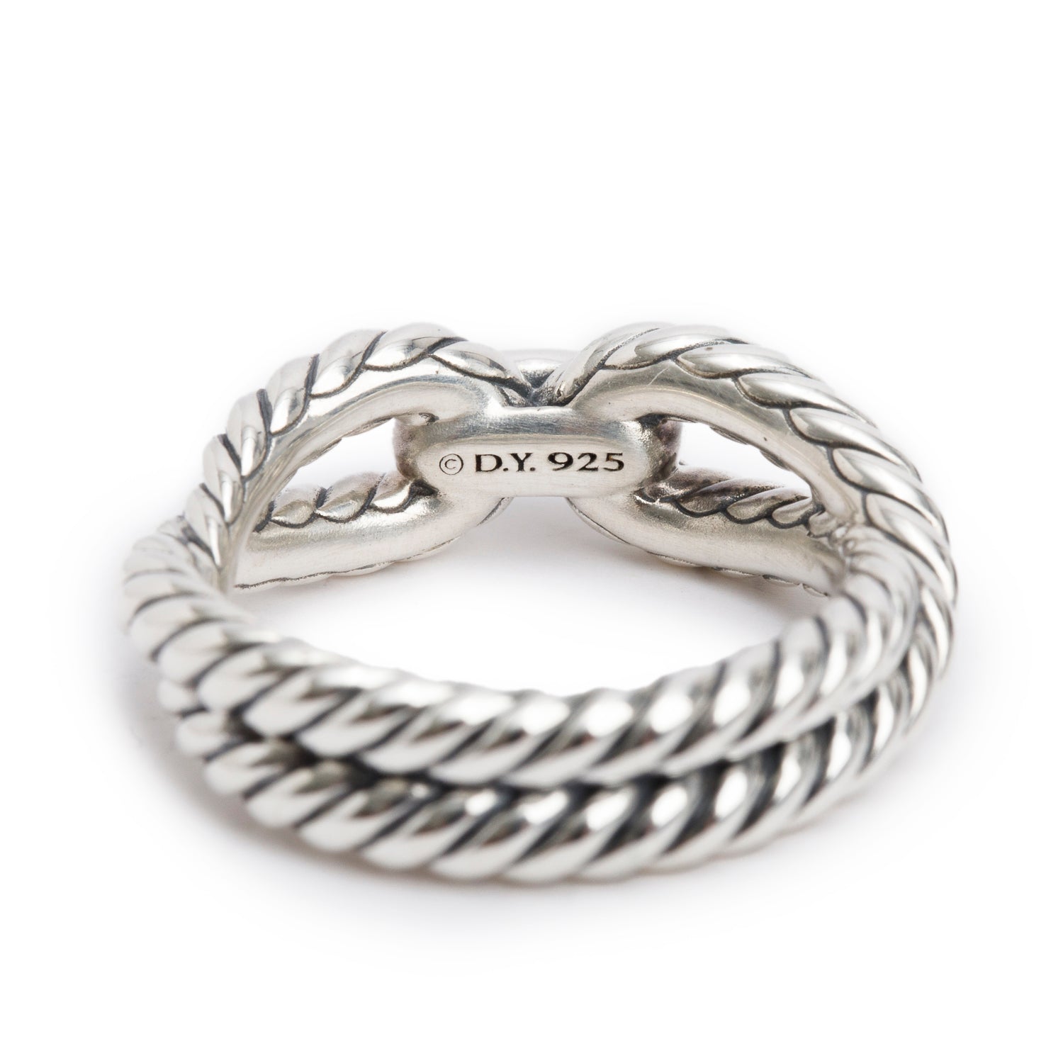 David Yurman Sterling Silver Diamond Cable Loop Band Ring, Size 5.25 w/ Box