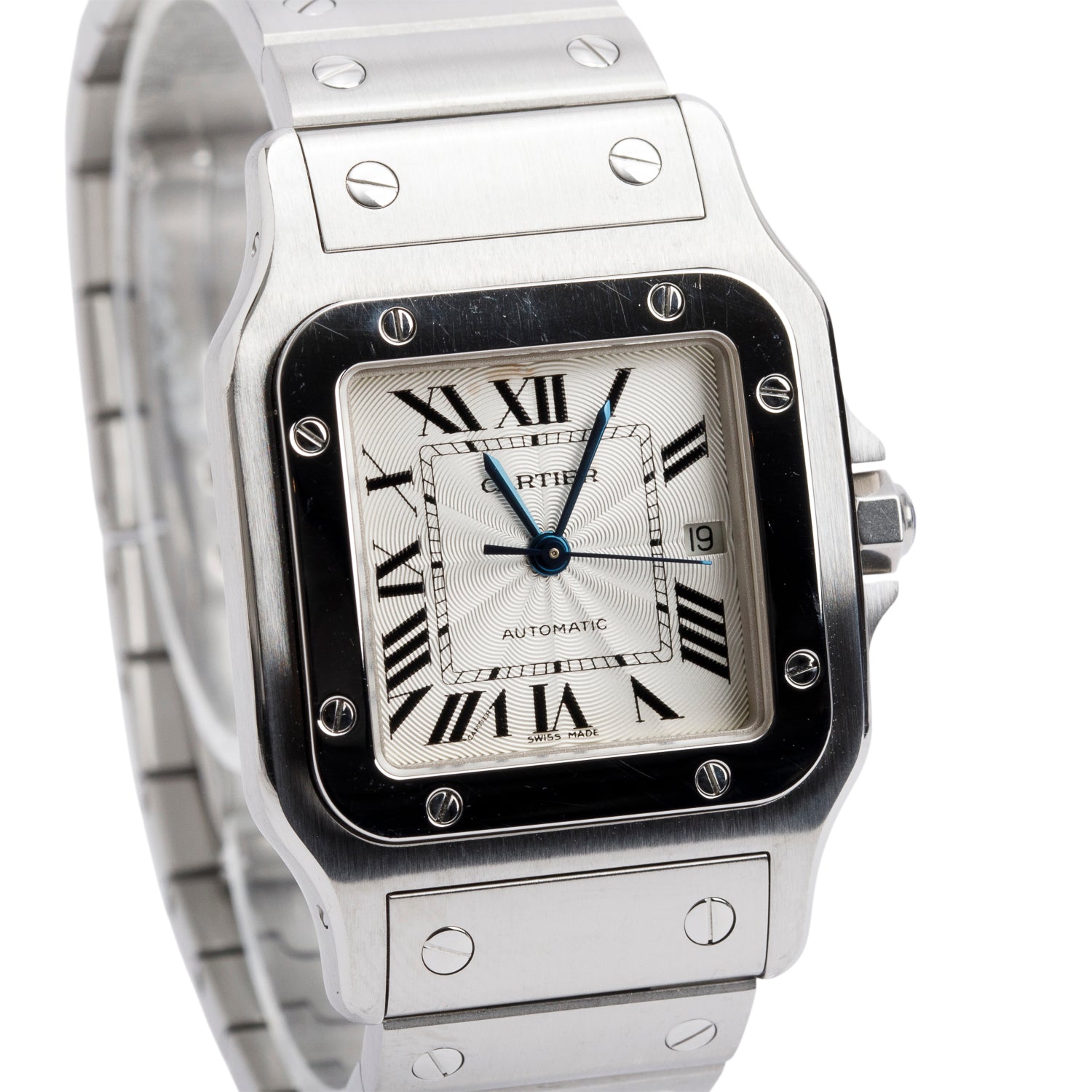 Cartier Stainless Steel Santos De Cartier Galbee Automatic Watch, Medium Model 2319 w/ Box & Papers