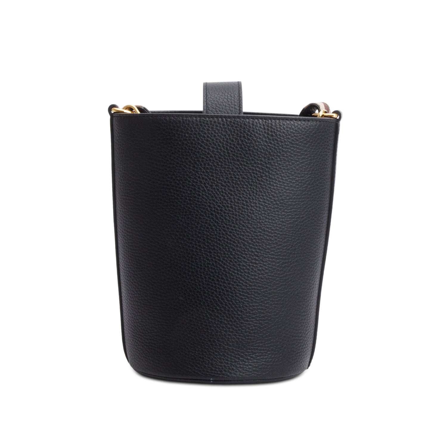 Burberry Black Grainy Leather Small Bucket Bag w/ Strap