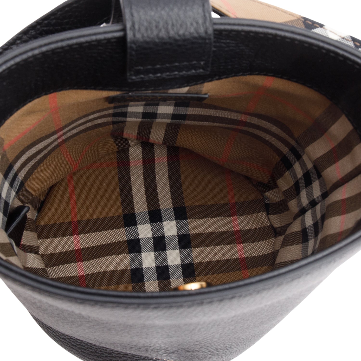 Burberry Black Grainy Leather Small Bucket Bag w/ Strap
