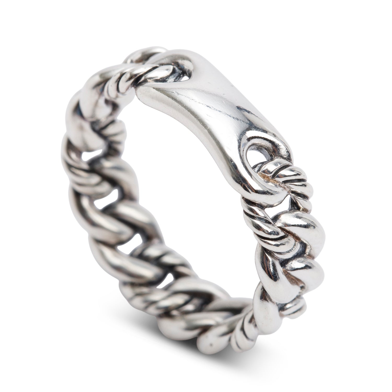 David Yurman Sterling Silver Belmont Curb Link 5 MM Band Ring, Size 5 w/ Box