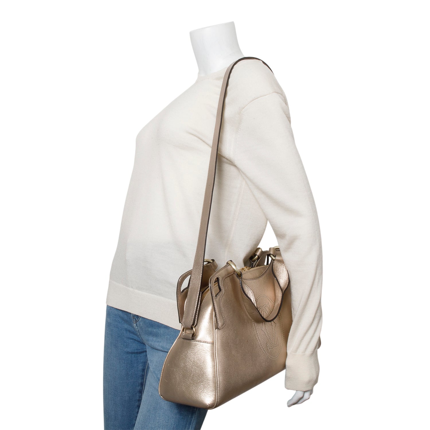 Cartier Gold Leather Medium Marcello de Cartier w/ Box, Strap & Authenticity Card