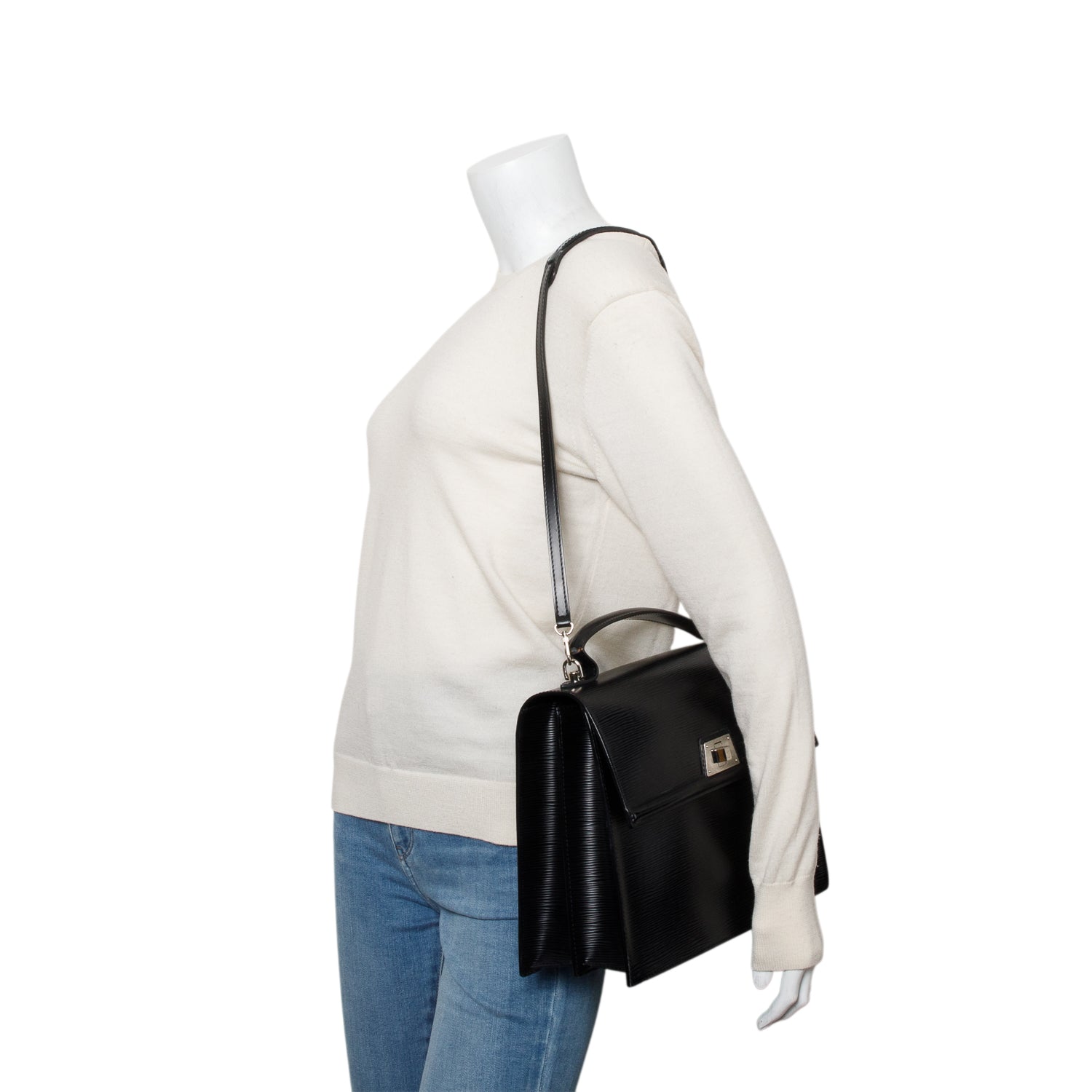 Louis Vuitton Black Epi Leather Cluny GM w/ Strap