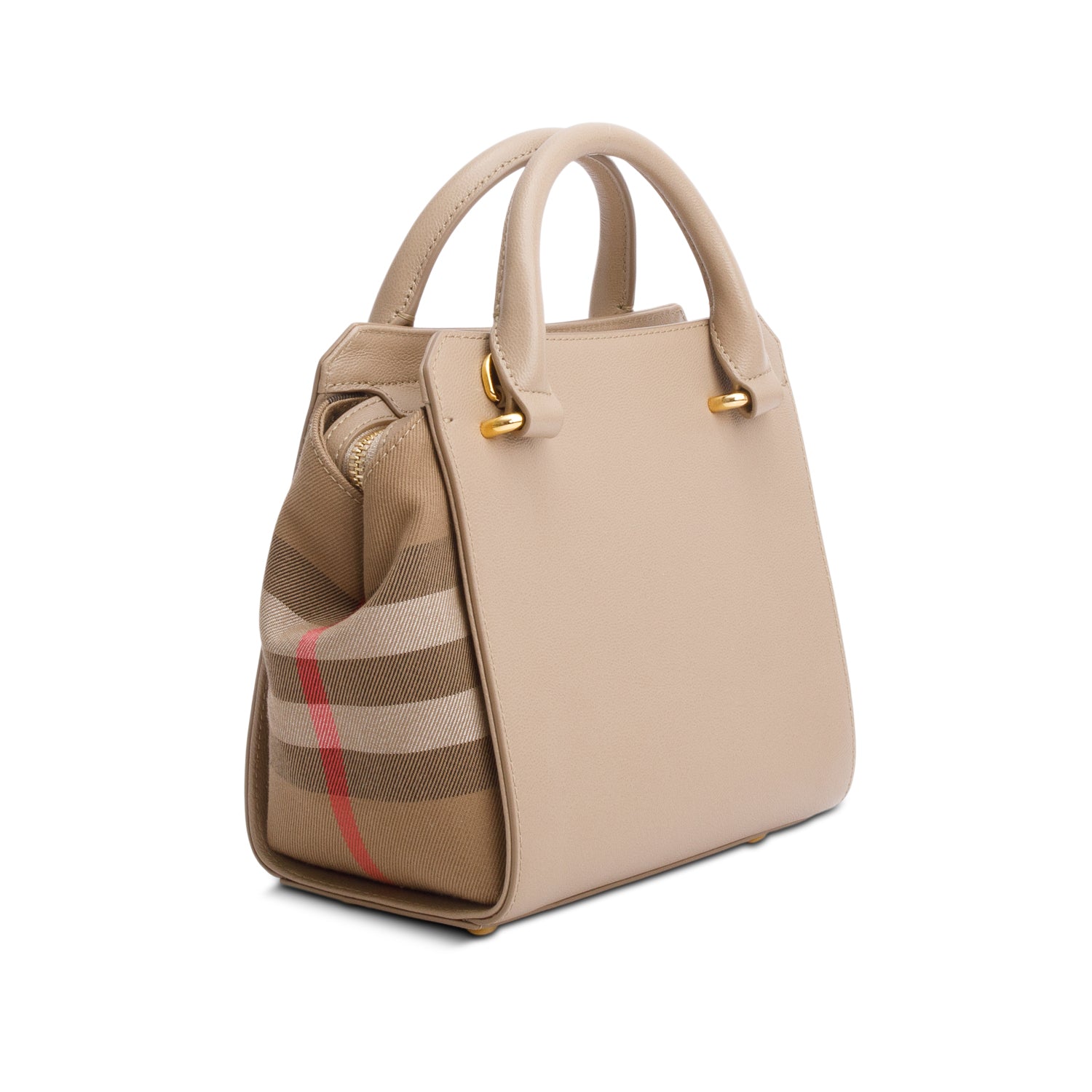 Burberry Beige Calfskin Mega Check Mini Banwell Tote w/ Strap