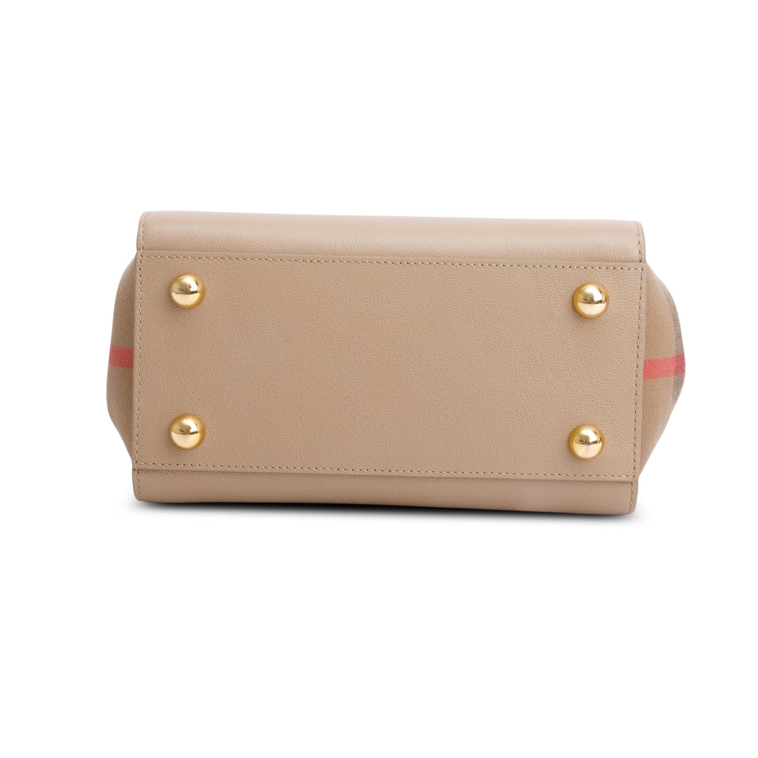 Burberry Beige Calfskin Mega Check Mini Banwell Tote w/ Strap