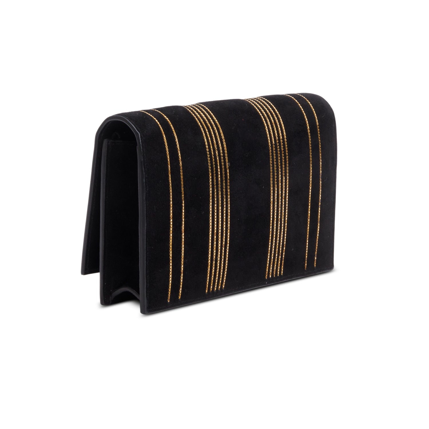 Saint Laurent Black Suede Kate Tassel Wallet on Chain