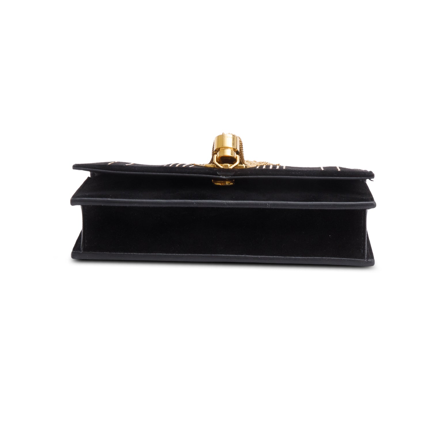 Saint Laurent Black Suede Kate Tassel Wallet on Chain