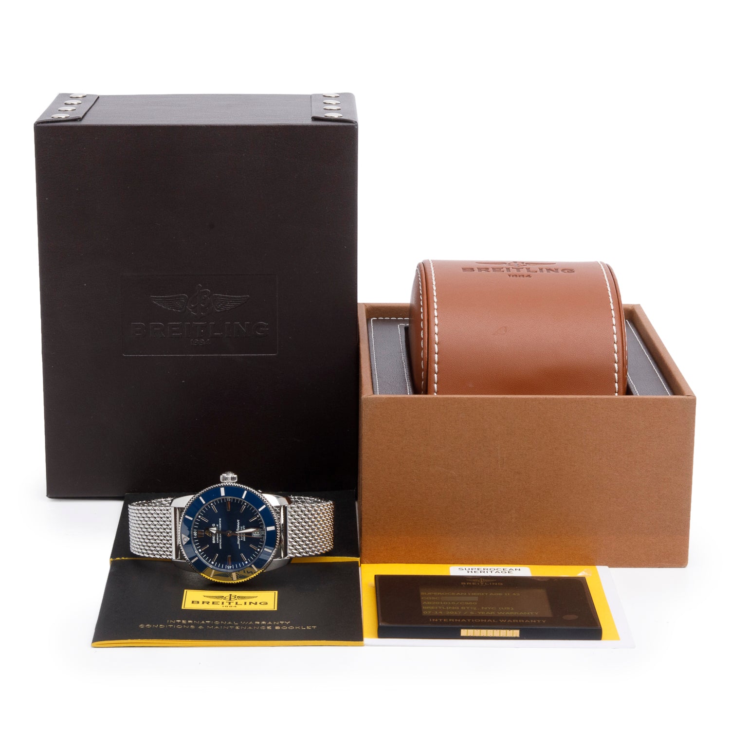 Breitling Stainless Steel Superocean Heritage II 42 MM Automatic Watch Blue Dial AB2010 w/ Box & Papers