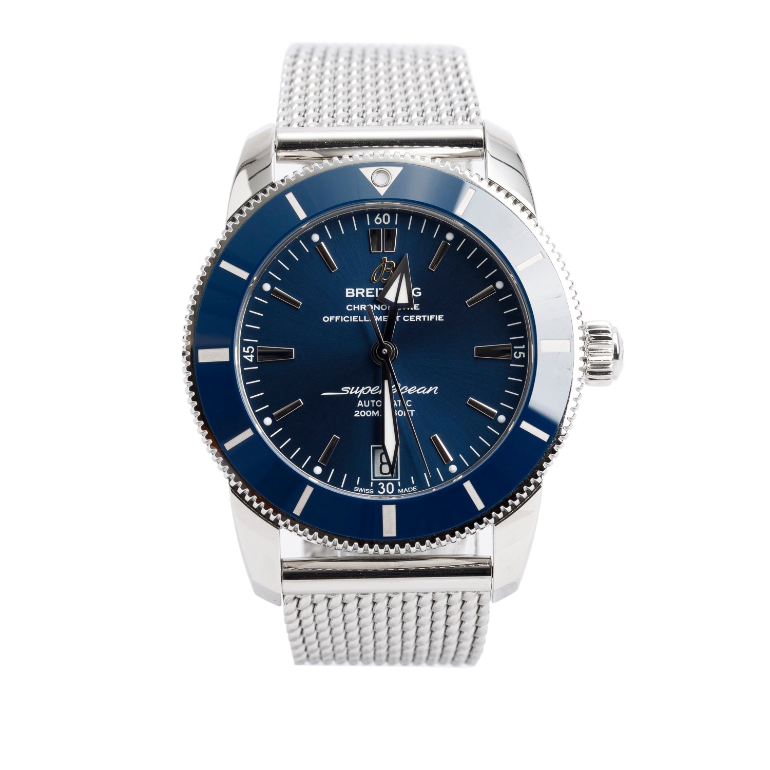 Breitling Stainless Steel Superocean Heritage II 42 MM Automatic Watch Blue Dial AB2010 w/ Box & Papers