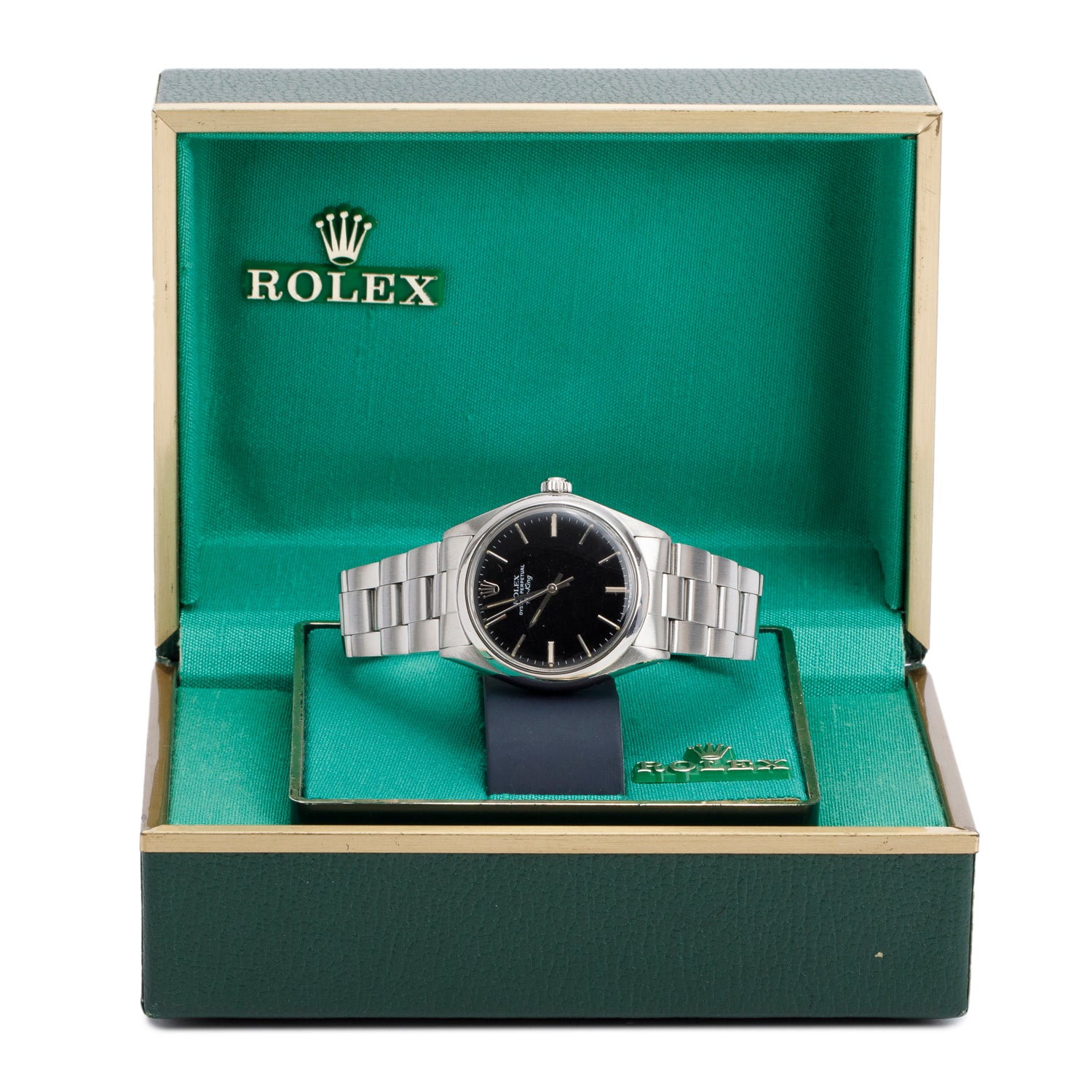 Rolex Stainless Steel Air King 34 MM Automatic Watch Black Dial 5500 w/ Box