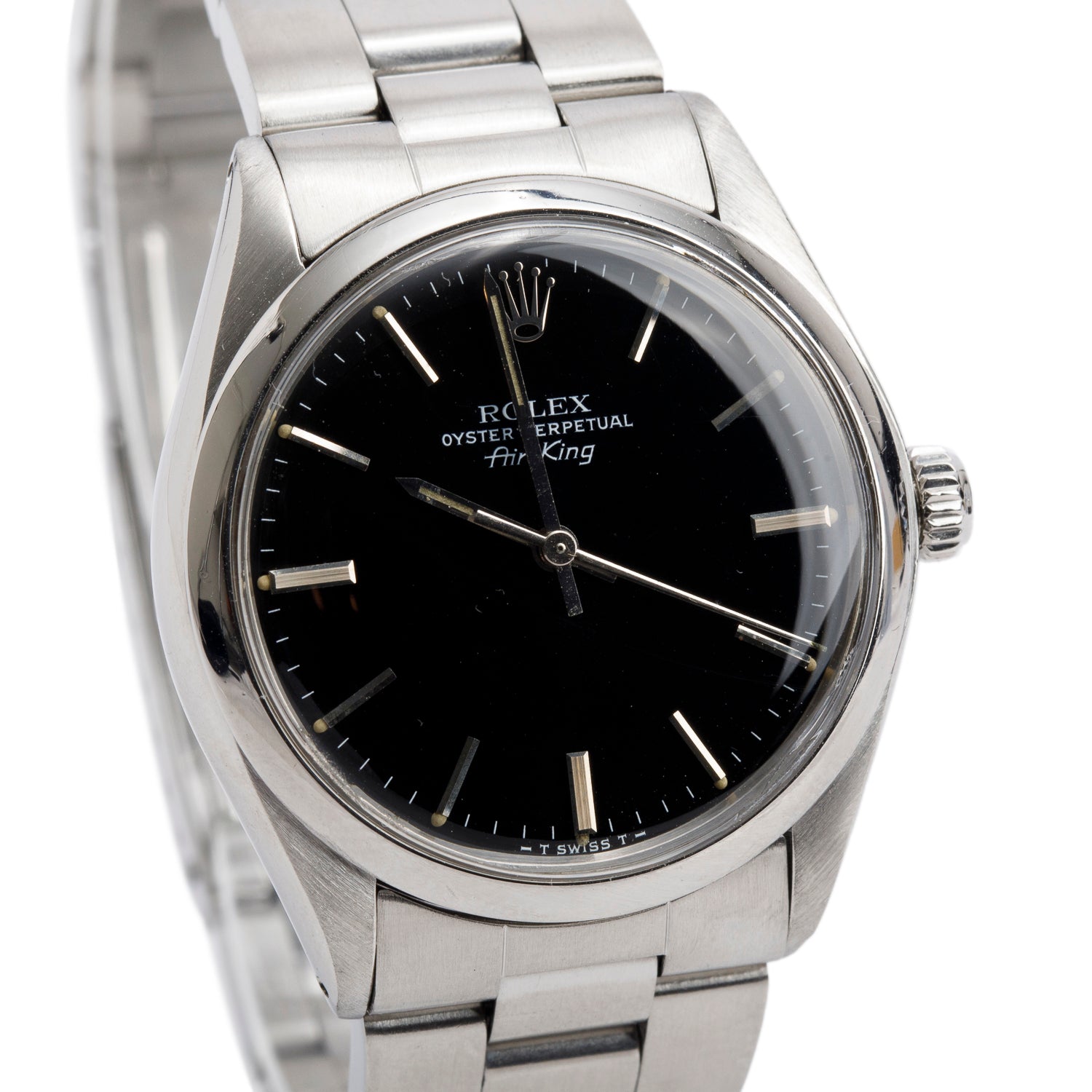 Rolex Stainless Steel Air King 34 MM Automatic Watch Black Dial 5500 w/ Box