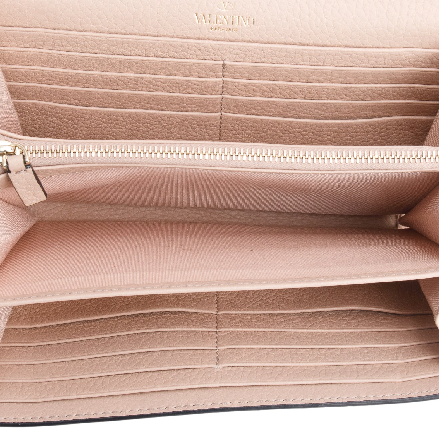 Valentino Pink Pebbled Calfskin Rockstud Envelope Wallet on Chain w/ Box