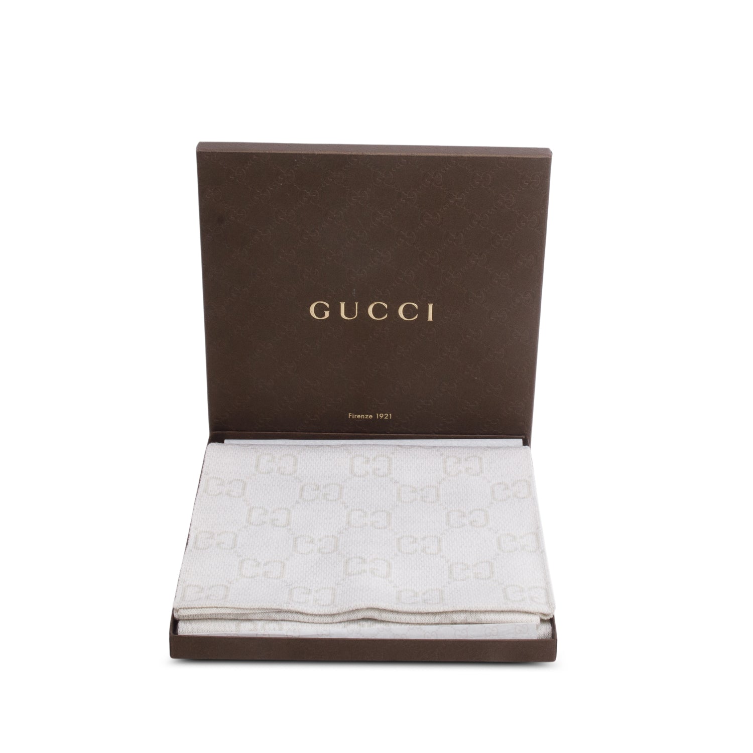 Gucci Grey Wool GG Jacquard Scarf w/ Box