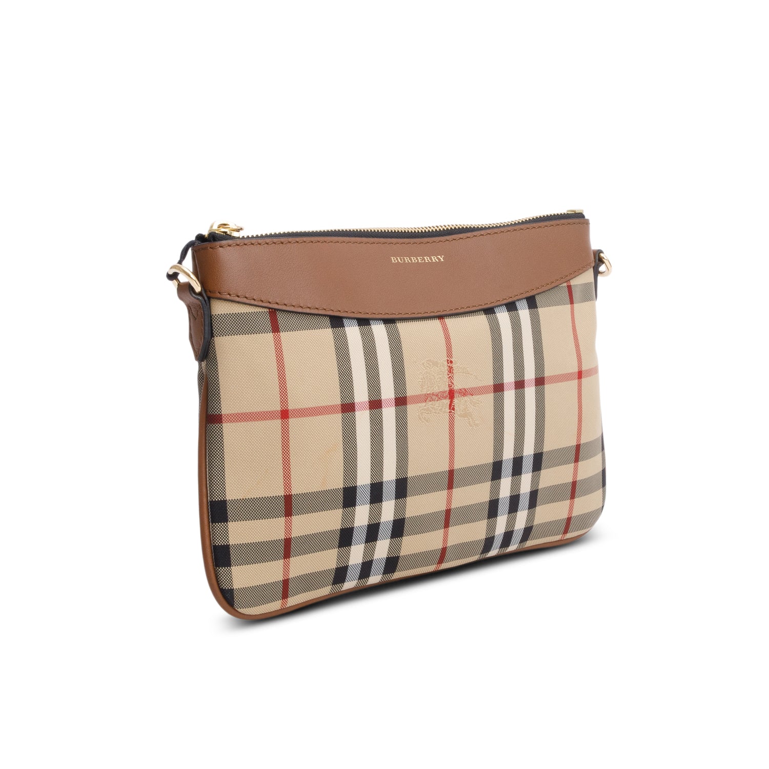 Burberry Beige Horseferry Check Peyton Crossbody Clutch