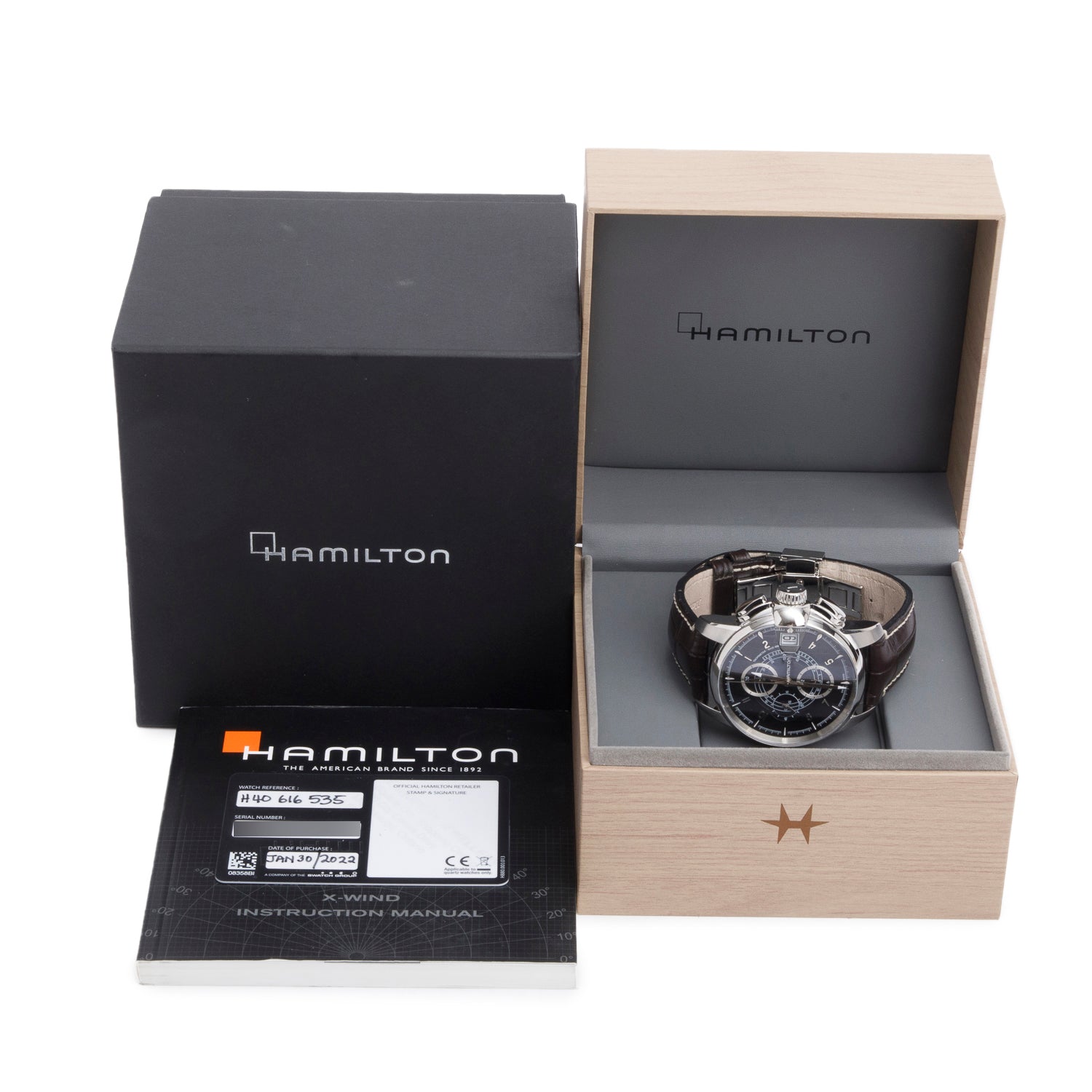 Hamilton 2022 Stainless Steel American Classic Railroad Automatic Chronograph 46 MM Watch w/ Box & Papers