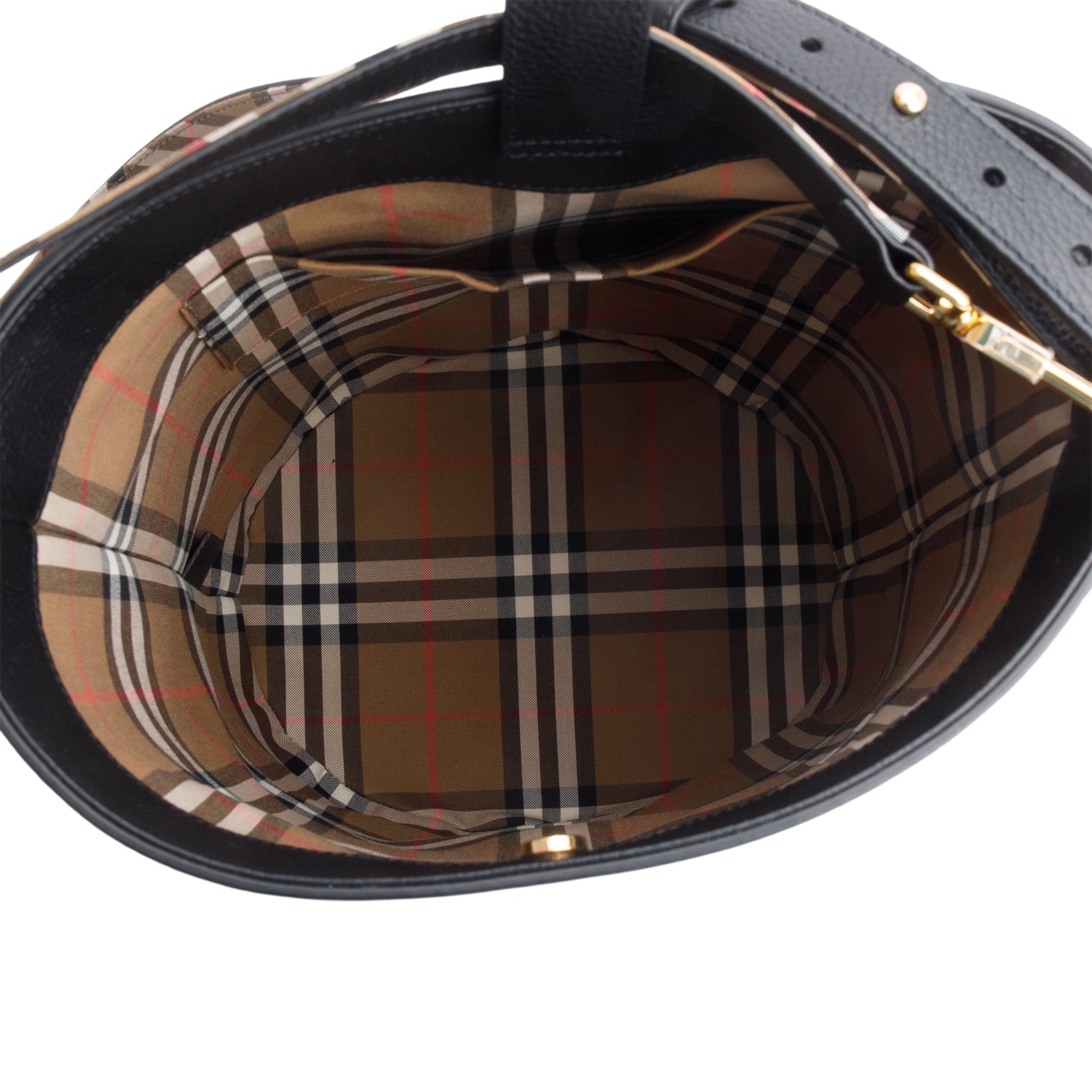 Burberry Black Grained Leather Large Lorne Bucket Bag w/ Straps