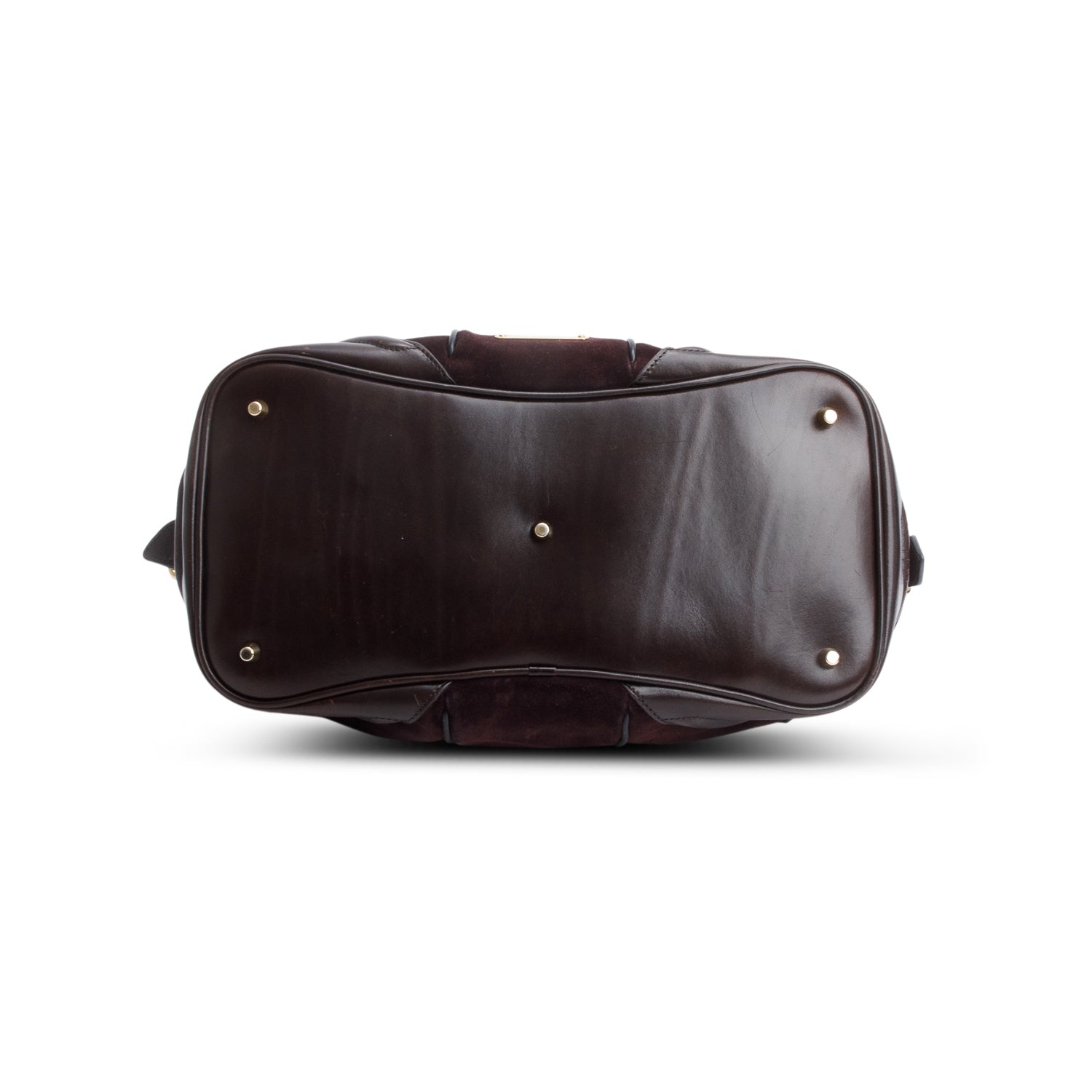 Burberry Black Leather & Burgundy Suede Aubergine Shoulder Bag