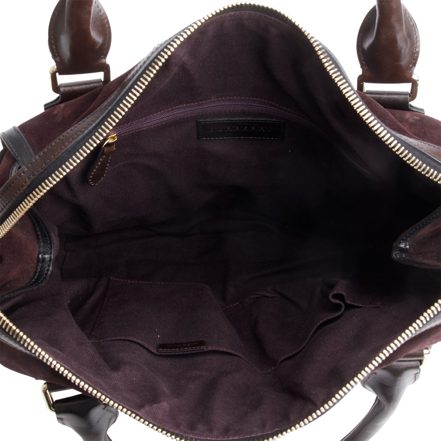 Burberry Black Leather & Burgundy Suede Aubergine Shoulder Bag