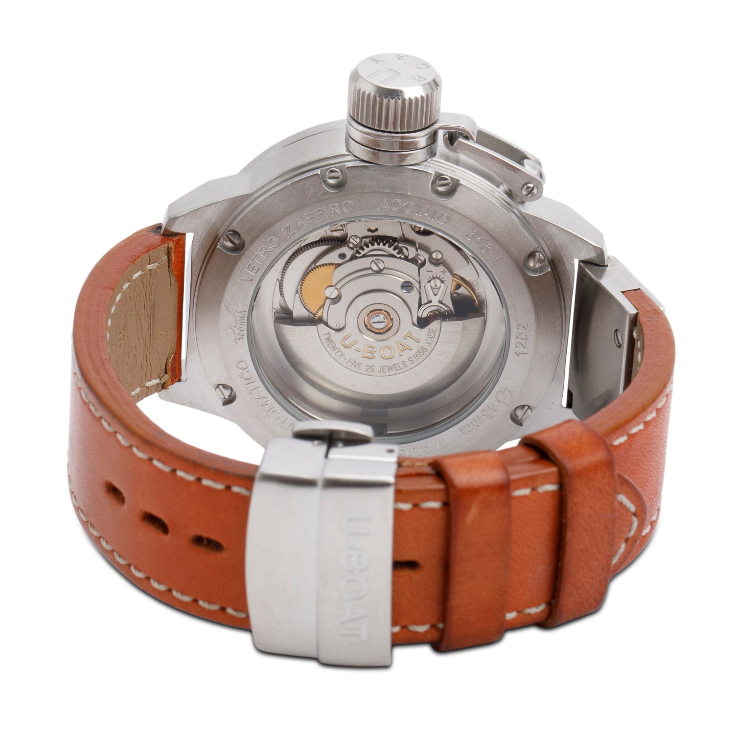 U-Boat Stainless Steel Lefty Classico 45 MM Automatic Watch w/ Box & Papers