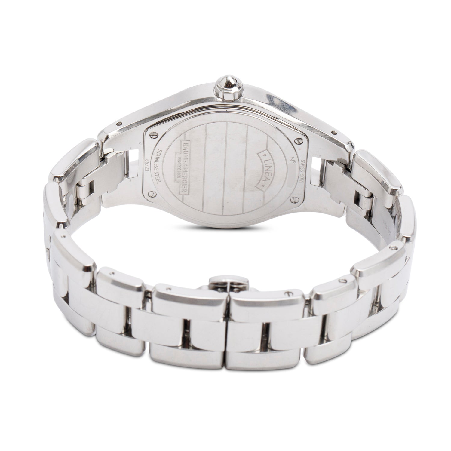 Baume & Mercier Stainless Steel Diamond Bezel 32 MM Linea Watch w/ Box