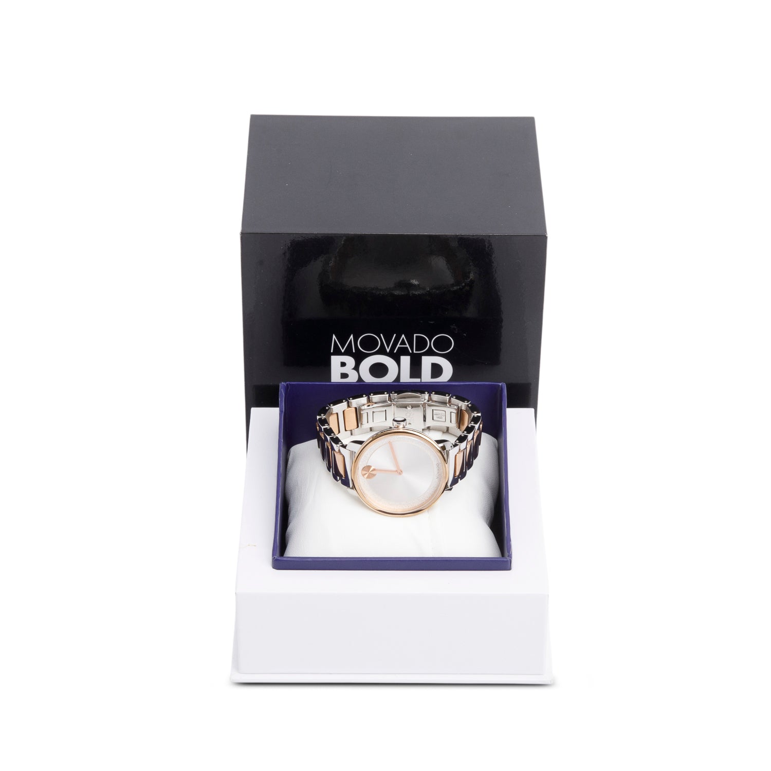 Movado Rose Gold-Plated & Stainless Steel Bold 34 MM Quartz Watch w/ Box