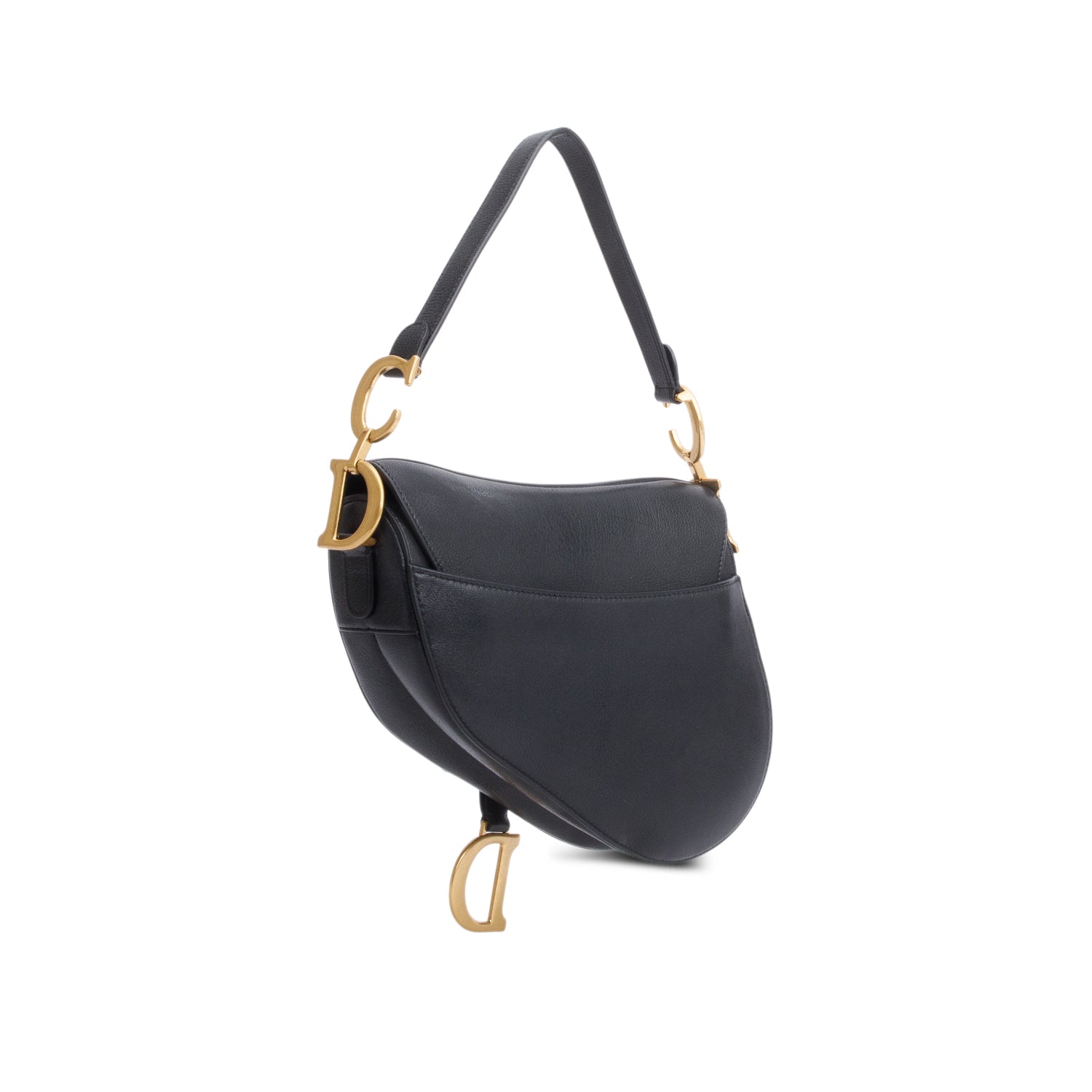 Christian Dior 2023 Black Calfskin Saddle Bag w/ Box, Authenticity Card & Strap