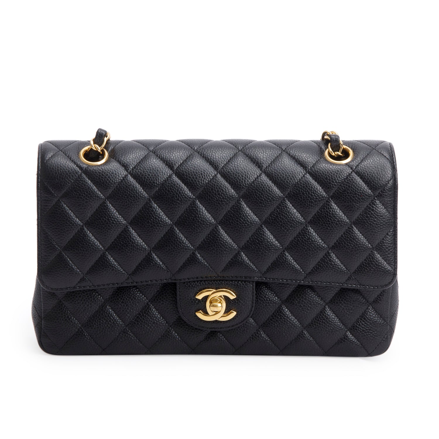 Chanel Black Caviar Classic Medium Double Flap Bag w/ Box, Receipt & Authenticity Card