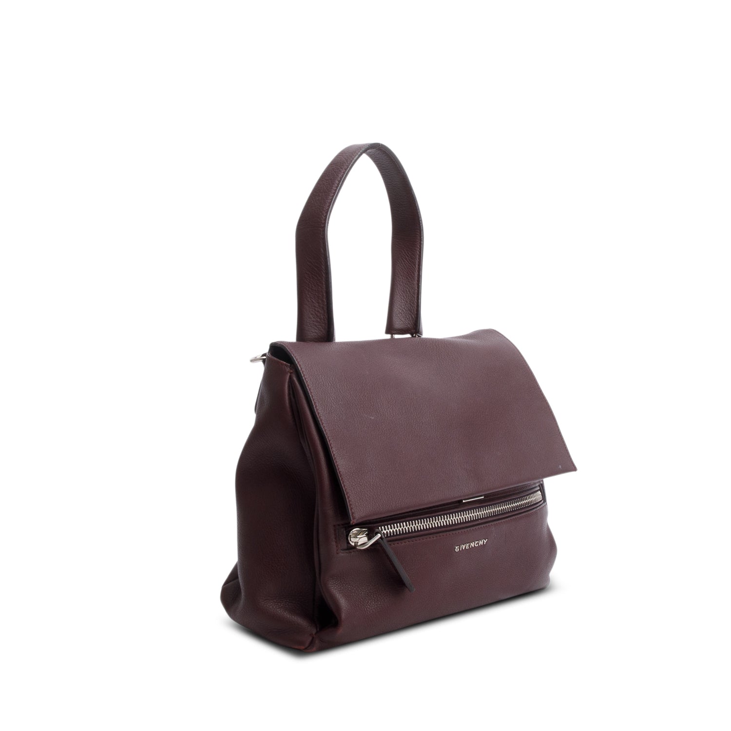 Givenchy Burgundy Calfskin Leather Medium Pandora Pure Satchel Bag w/ Strap