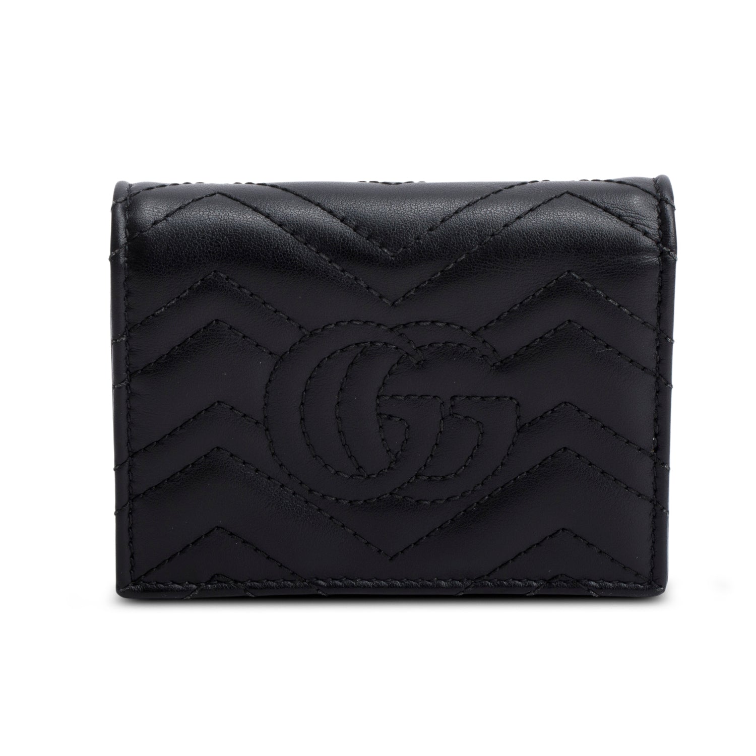 Gucci Black Quilted GG Marmont Leather Card Case Wallet w/ Box