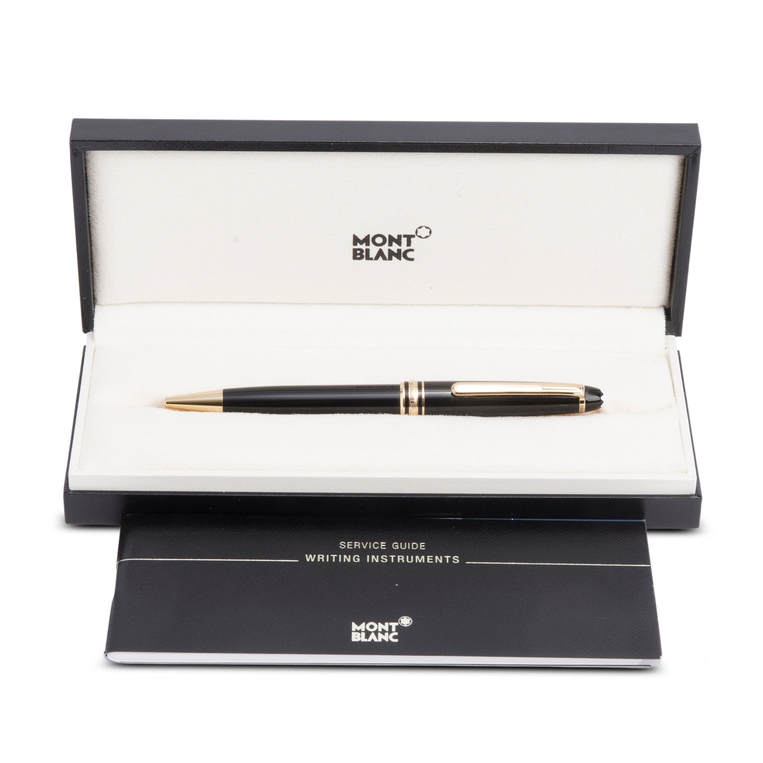 Montblanc Yellow Gold Coated Meisterstuck Classique Black Resin Ballpoint Pen w/ Box
