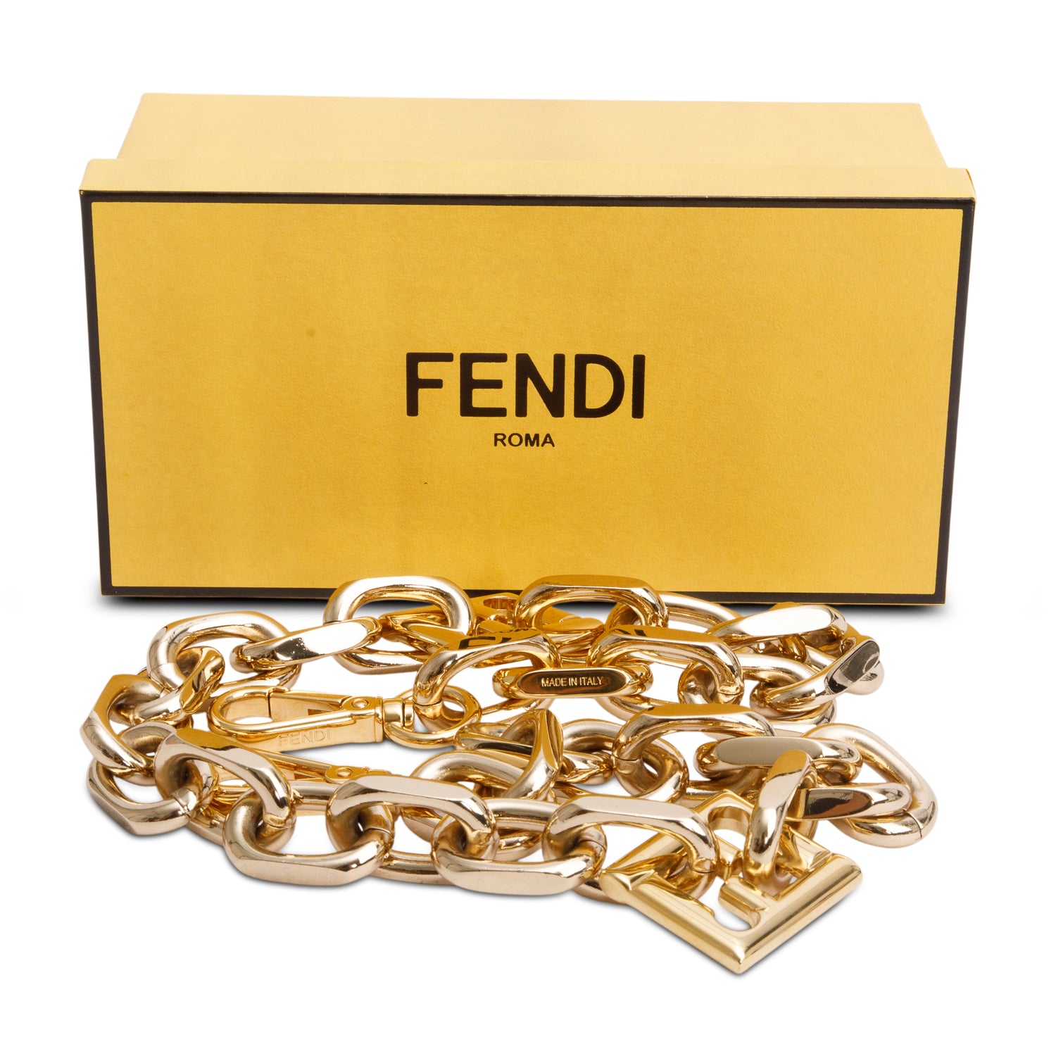 Fendi Gold Tone Strap You Chain Strap w/ Box