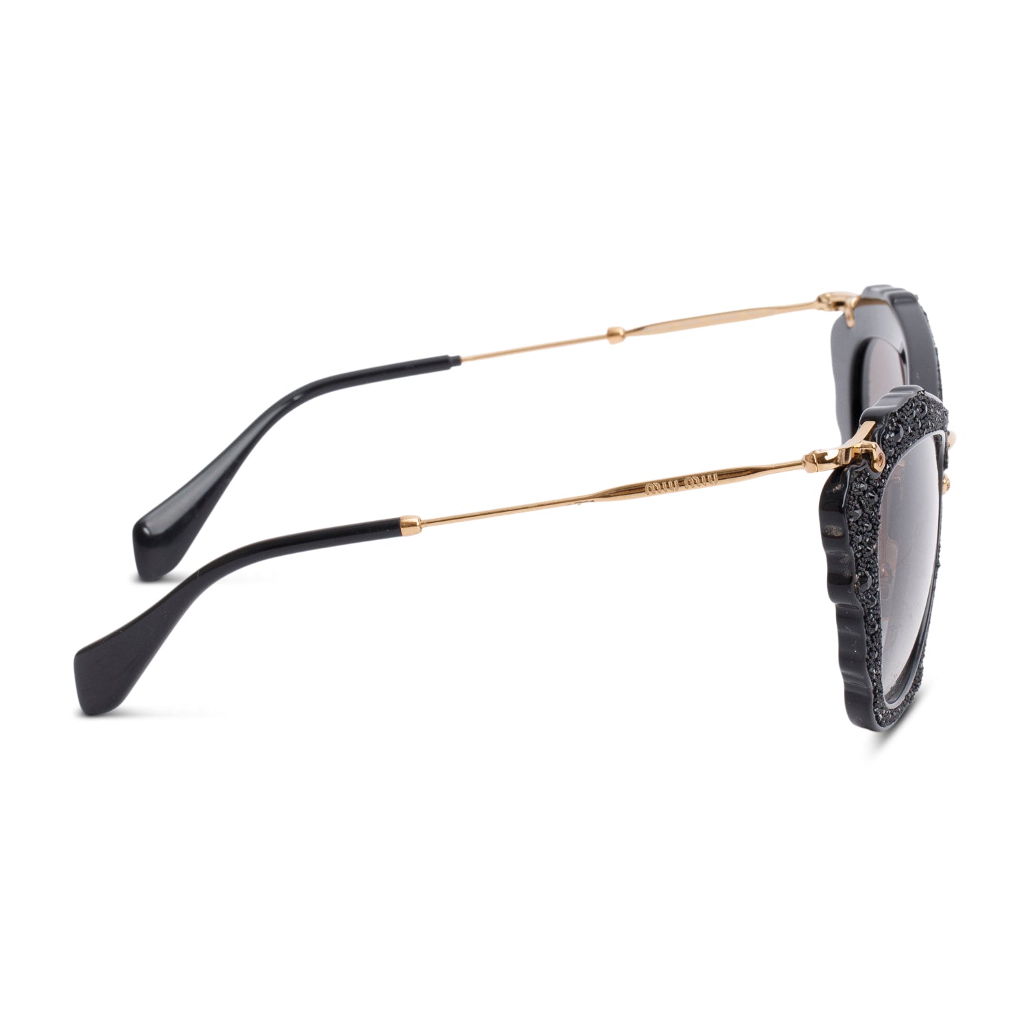 Miu Miu SMU04Q Black Crystal Embellished Cat Eye Sunglasses w/ Box & Case