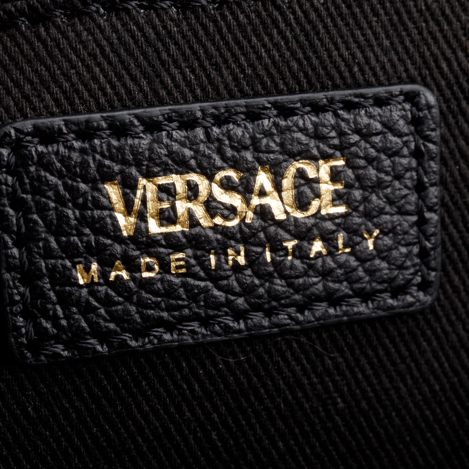 Versace Black Leather Virtus Hobo Shoulder Bag
