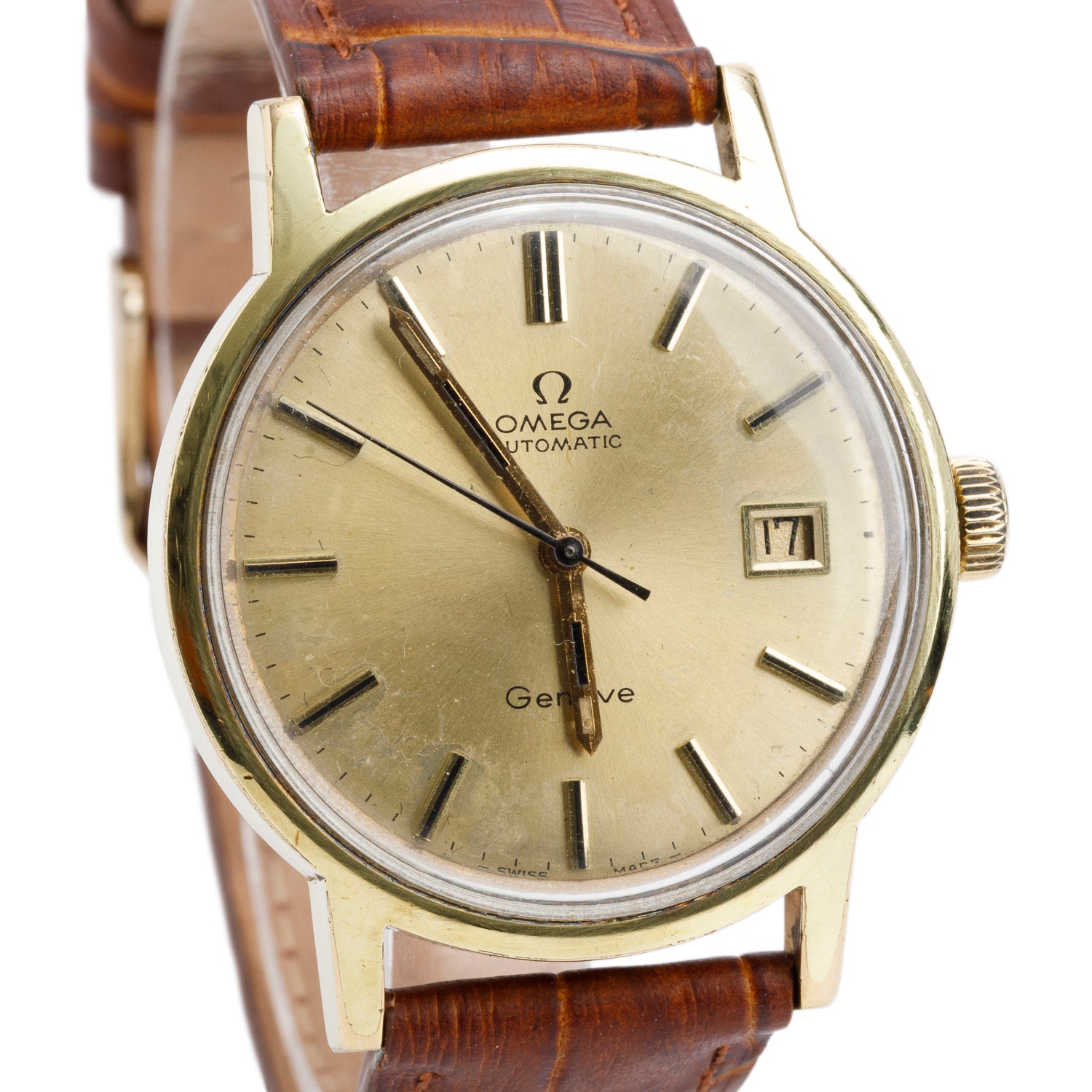 Omega Vintage Gold Plated Stainless Steel Geneve 35 MM Automatic Watch