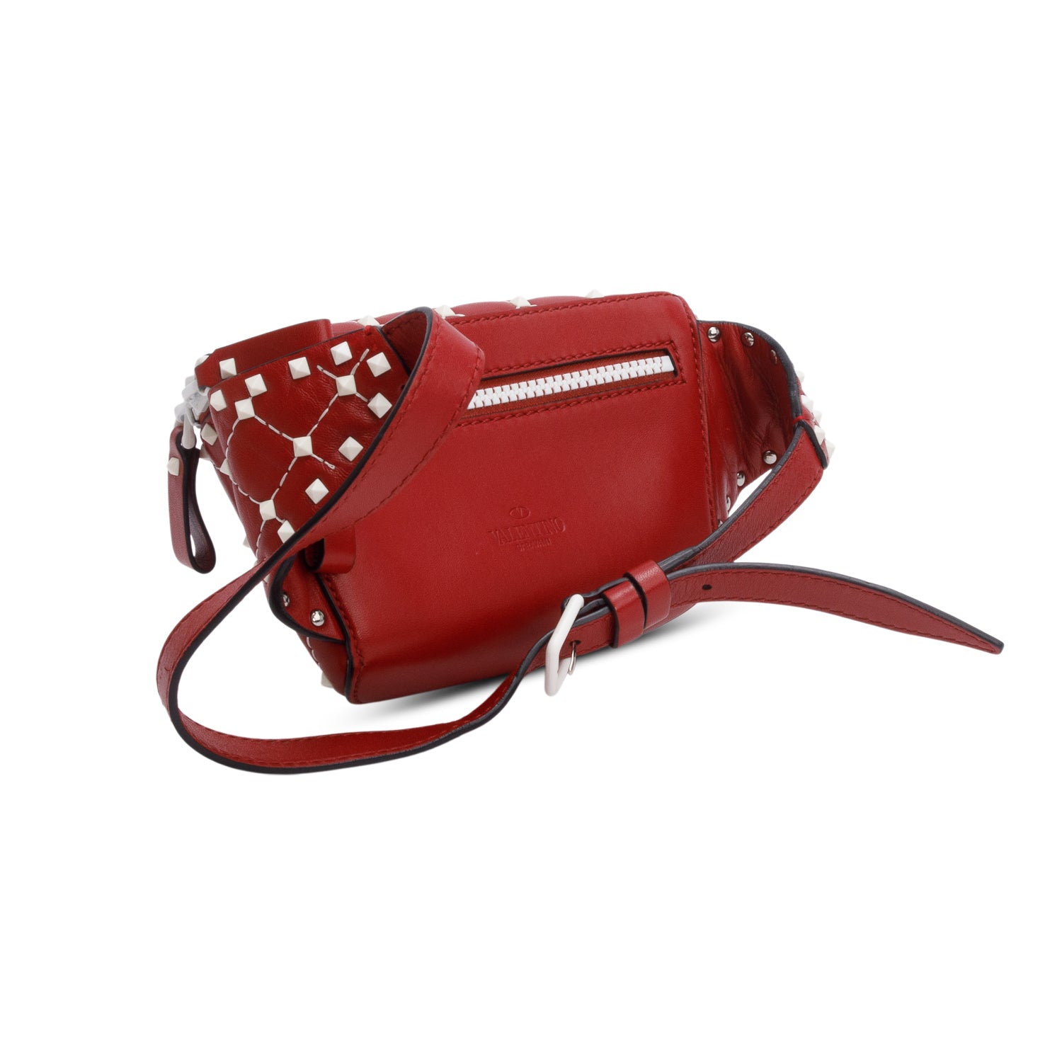 Valentino Red Leather Free Rockstud Belt Bag
