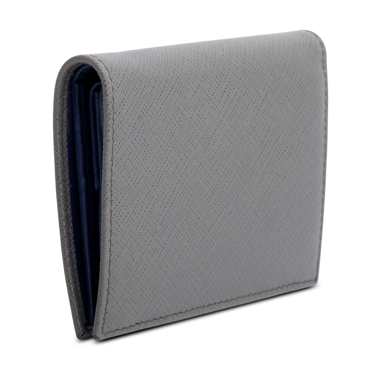 Prada Grey Saffiano Small Leather Wallet w/ Box