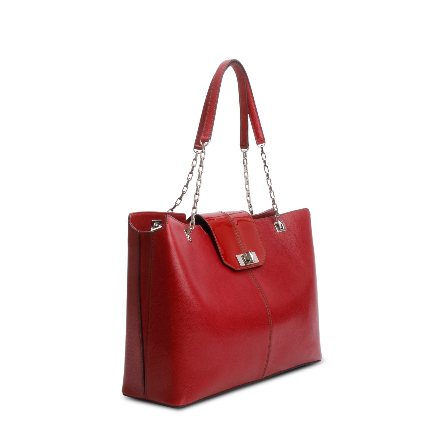 Cartier Red Leather Chain Tote w/ Authenticity Card
