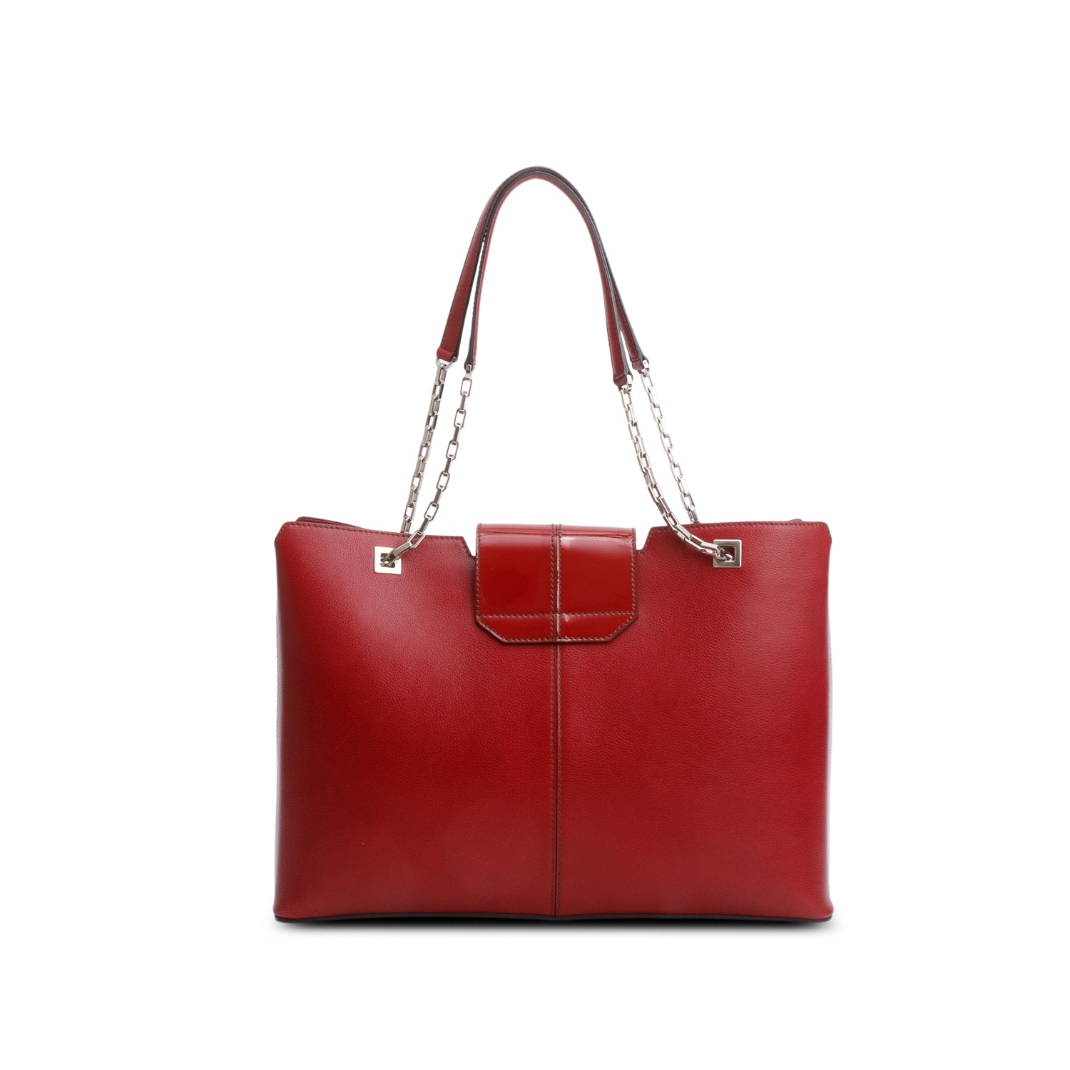 Cartier Red Leather Chain Tote w/ Authenticity Card