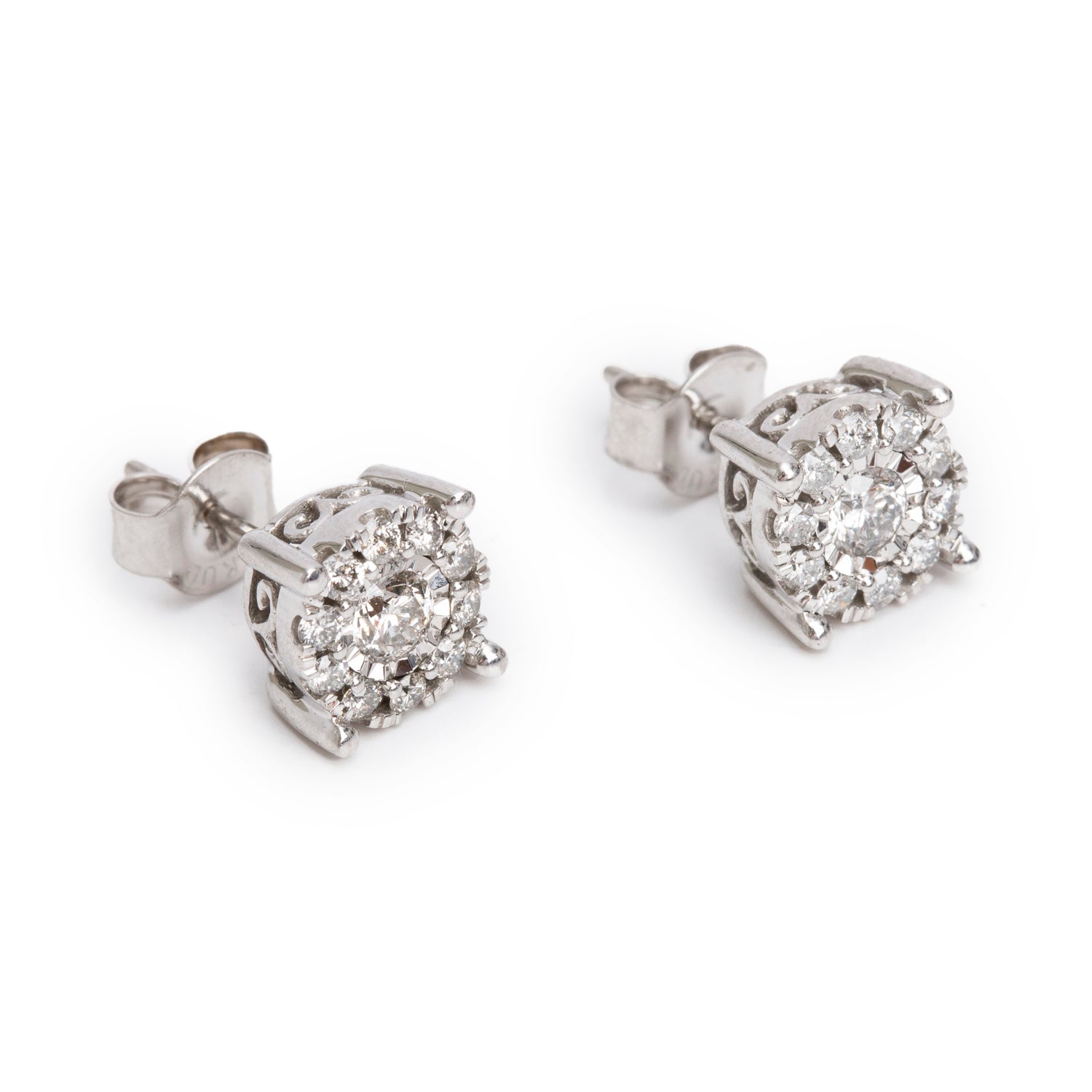 14k White Gold 0.56 tcw. Diamond Cluster Stud Earrings