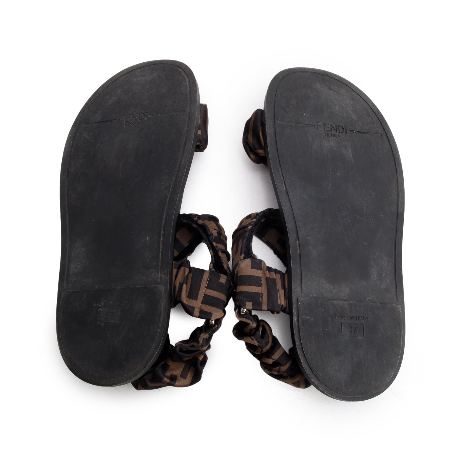 Fendi Brown Zucca Fendi Feel Satin Sandals, Size 37