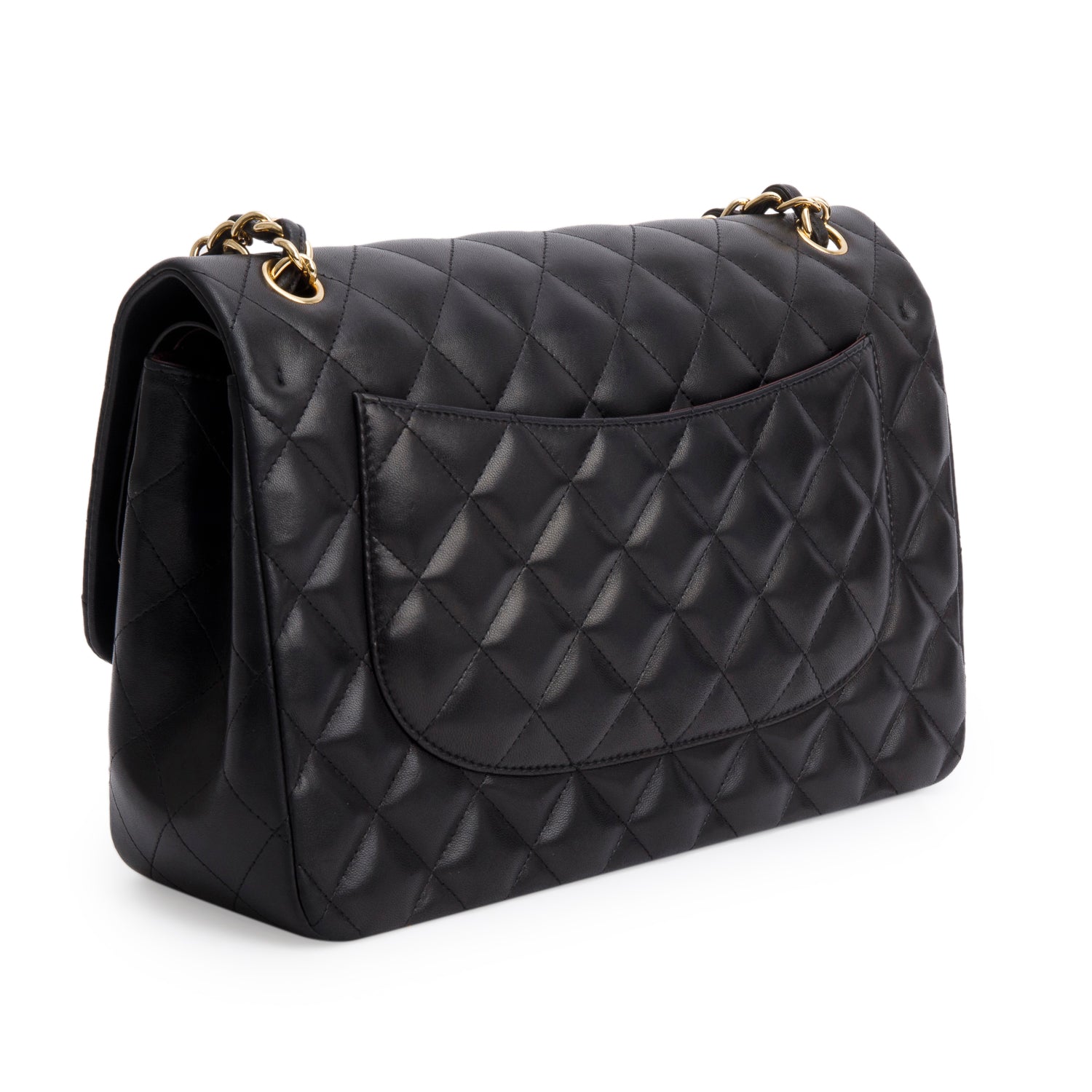 Chanel Black Quilted Lambskin Leather Jumbo Double Flap Bag w/ Box & Authenticity Card