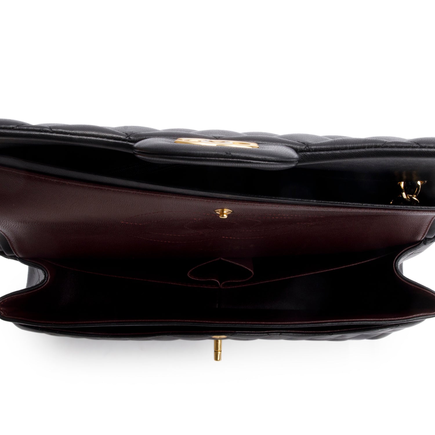 Chanel Black Quilted Lambskin Leather Jumbo Double Flap Bag w/ Box & Authenticity Card