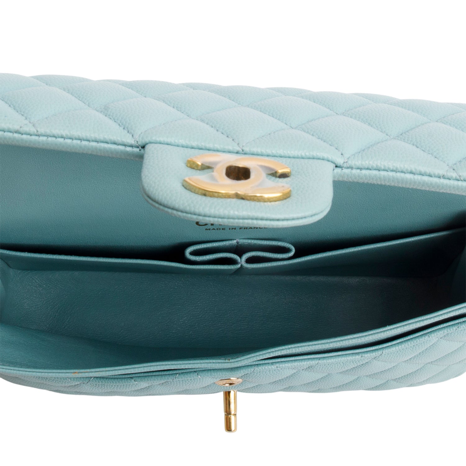 Chanel Turquoise Caviar Quilted Medium Double Flap Bag w/ Box & Authenticity Card