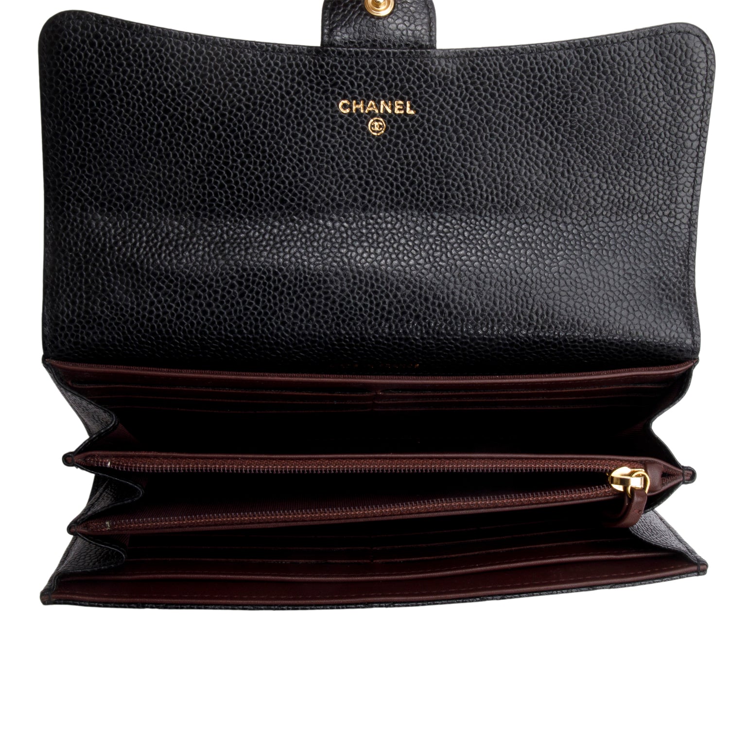 Chanel Black Caviar Leather Classic Long Flap Wallet w/ Box & Authenticity Card