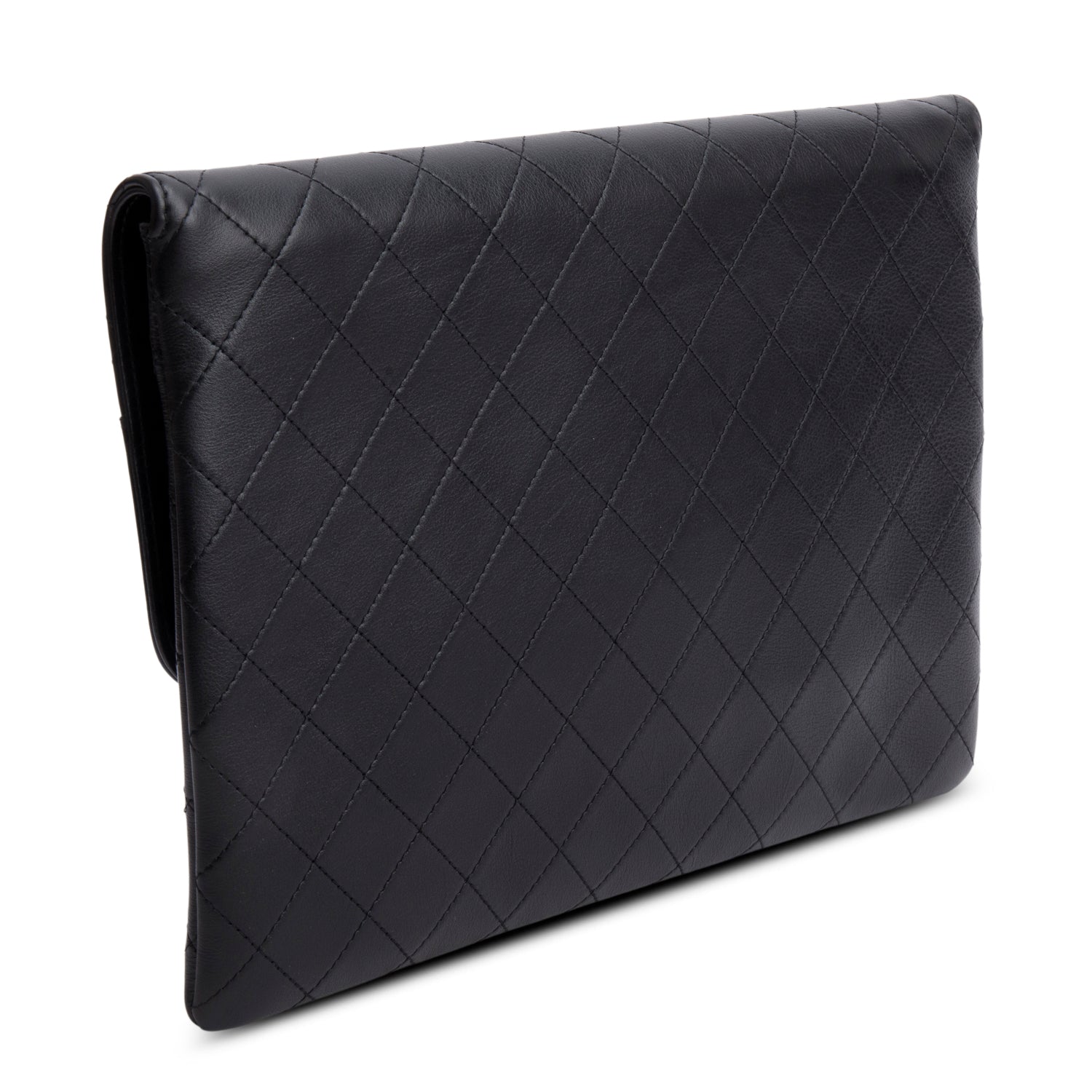 Chanel Black Lambskin Sleek and Chic Clutch w/ Box & Authenticity Card